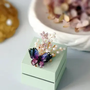 SINZRY nove ustvarjalne nakit glaze metulj naravni biser ročno elegantne ženske broške pin