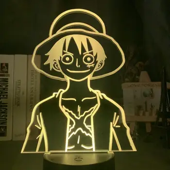 Japonski Anime ENEM KOSU Monkey D. Luffy Slika 3d Noč Lučka za Otroke Spalnica Dekor Nočna Najboljše Darilo Za Otroka