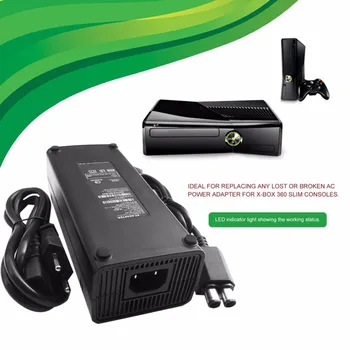 Nove AC 100-240V Ac Napajanje EU Polnilnik Priključite Kabel za XBOX 360 Slim Idealna Zamenjava za Polnilnik Z LED Lučka