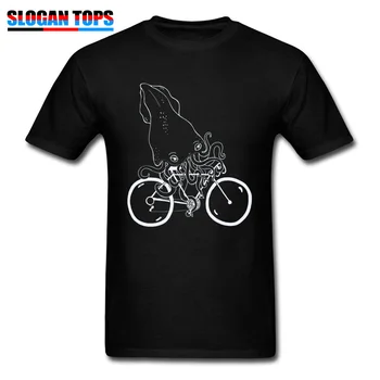 Lignji Na Kolesu T-shirt Zabavno Tshirt Oblikovalec moška Črna Bela Majica Hip Hop Risanka Tees Moto Biker Grafiti Ulične Preprosta