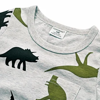 BINIDUCKLING Fantje Kratek Rokav T-Majice Poletje Majica Otrok Otroka Otroci Oblačila Kapetan Sidra dinozaver natisnjen tshirt tees