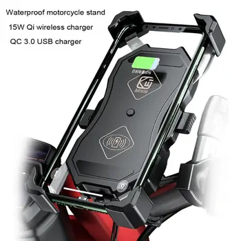 Nepremočljiva 12V Motocikel QC3.0 USB 15W Qi Brezžični Polnilnik Nastavek Držalo, Stojalo za iphone, mobilni telefon, Tablični računalnik GPS