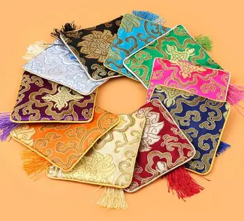 10 kos na vrečko 11.5x11.5 CM nakit vrečko,darilne vrečke ,nakit, torbice,mešane barve, svila vrečko propitious oblak vzorec mešanih barv