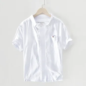Bele Srajce Moške 2020 Nov Modni Bombaž Kratka Sleeved Poletje Priložnostne Človek Shirt Mens Obleko Srajce Y2921