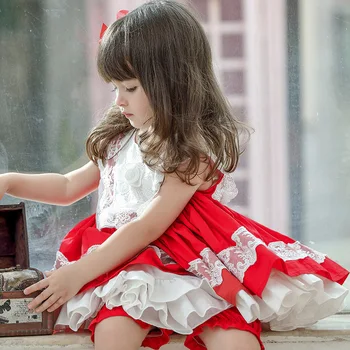 Baby Dekle španskega Lolita obleko Poletje Otroci princesa Obleke Žogo Obleko Za Dekle Rojstni Letnik brez Rokavov velika punca Oblačila
