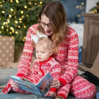 Božič Družinski Pižamo Nastavite Xmas Obleko Starš-otrok bo Ustrezala Doma Sleepwear More Baby Otroci, Oče, Mama Ujemanje Družino Obleke