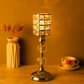 Evropski Kristalno Kovinski Čaj svetlobo Svečo Držala Za Kavo Jedilno Mizo Poroko Božič Halloween Dekoracijo Doma ZXT006