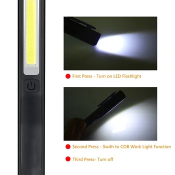 2PCS COB LED Svetilka Magnetni Delo Svetilke USB Polnjenje Baklo Pregled Žarnice Sponka Penlight Zunanja Razsvetljava