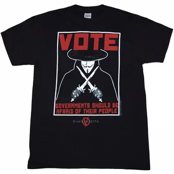 V for Vendetta Glasovanje Masko T-Shirt Brezplačna Dostava Moški Majica s kratkimi rokavi