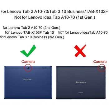 Primeru Kritje Za Lenovo Tab3 10 Poslovnih X103f TB3-X70F/M Tablet usnjena torbica 10.1 Palčni Lenovo Tab2 A10-70F/L A10-30 X30F Pokrov