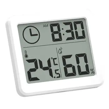 81x71x10mm Večfunkcijsko Termometer, Higrometer Avtomatske Elektronske Temperatura Vlažnost Zaslon Ura Velik LCD Zaslon