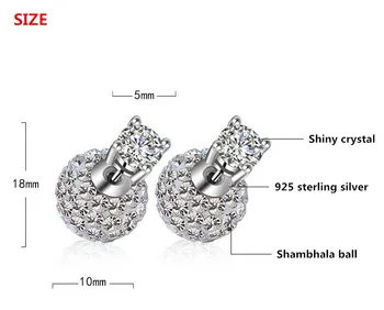 925 sterling srebro sijoče moda kristalno Shambhala stud uhani za ženske na debelo nakit, darilo za rojstni dan padec ladijskega prometa