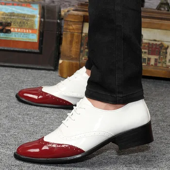 Zapatos De Vestir Par Hombre Moški Poročni Usnjeni Čevlji italijanski Slog Moških Brogue Formalno Obleko Čevlje, Modne blagovne Znamke Moških Stanovanj 2A