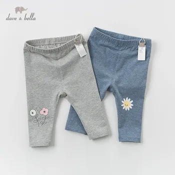 DBZ14395 dave bella pomlad baby dekleta modni risanka cvetlični hlače otrok celotno dolžino otroci hlače za malčke malčka hlače