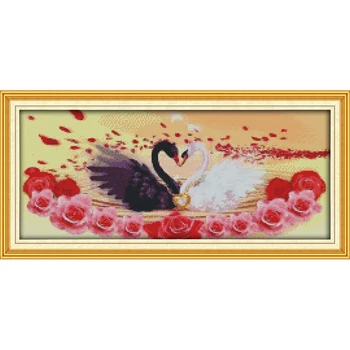 Večno Ljubezen Swan Pari (2) Kitajski Navzkrižno Šiv Kompleti Ekološki Bombaž Ožigosan 11CT DIY Darilo, Poročni Dekoracijo Za Dom