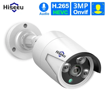 Hiseeu 1536P POE IP Kamera ONVIF H. 265 Avdio Snemanje CCTV Fotoaparat 3.0 MP Vodotesen IP66 Prostem Home Security Video Nadzor