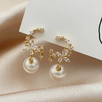 2020 Nov Prihod Klasičnih Pearl Simulirano-pearl Cvet Spusti Uhani Za Ženske Modni Elegantno Občutljivo Stranke, Nakit Darila