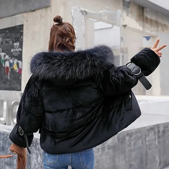 Zimska Pasja Jopiči Bombaž Padded Jakna Ženske Parka Warmness Korejski Moda Priložnostne Črna Kratka Coats Oversize Outwear 2020