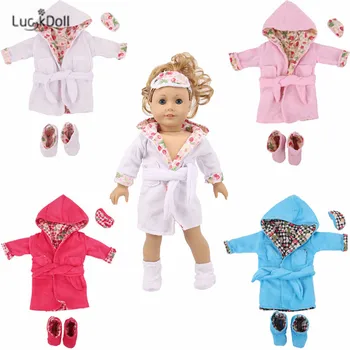Lutka Plišastih Hooded Nightgown Pajama bo Ustrezala 43 cm Baby Doll In 18 Inch Ameriški Lutka Pribor,Naša Generacija Najboljše Darilo Za Dekle