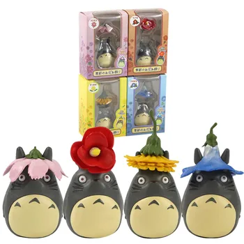6-9 cm 4pcs/veliko Studio Ghibli Moj Sosed Totoro Akcijska Figura, Igrače Hayao Miyazaki Cvet Totoro Vrtnarstvo Domače PVC Model Lutke