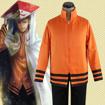 Anime Cosplay Naruto Uzumaki Sedmi Hokage Jakno, Plašč, Hlače Plašč, Klobuk Lasuljo Noša Halloween Carnival Stranka Obleko gor C88M12