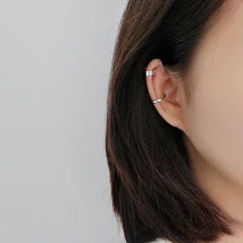 F. I. N. S korejskem Slogu S 925 Sterling Srebro Uho Posnetek INS Dve toni Minimalističen Sijajni Uho Sponke za Ušesa Hlačnice brez Piercing