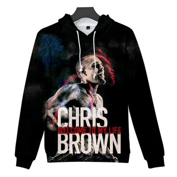 Chris Brown 3D Tiskanja Hoodies Licenčnine s lepršav Hoody Moda Hip Hop Long Sleeve Majica Chris Brown Hoodies Ulične Puloverju