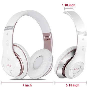 Bluetooth Brezžični Glasbeni Slušalke Bas HI-fi Slušalke, Prenosni Zložljive 3D Slušalke Za Xiaomi Iphone z mic Podpora SD Kartice
