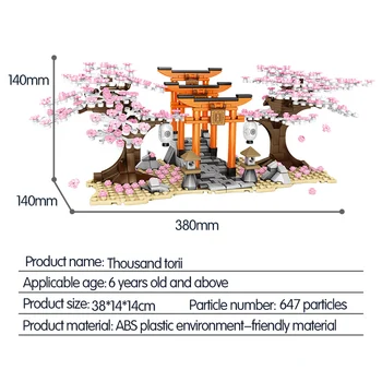 1167PCS Mesto Street View gradniki Ideja Sakura Kabina Inari Svetišče Opeke Češnjev Cvet Krajine Hiša Združljiv Igrače