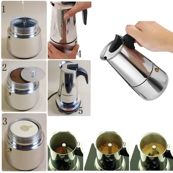 Prenosni Espresso Kavo Moka Lonec iz Nerjavečega Jekla, z Električni štedilnik Filter Percolator Kave Brewer grelnik vode Pot