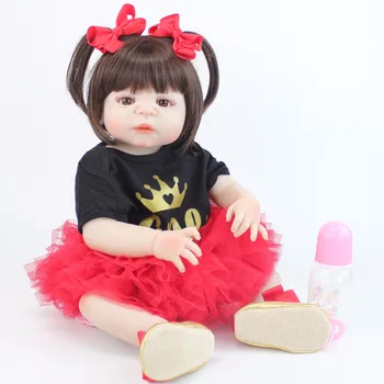 55 cm Polni Silikona Telo Prerojeni Baby Doll Igrače Za Dekleta Boneca Vinil Novorojenčka Princesa Malčka Bebe Živ Darilo za Rojstni dan Kopajo Igrača