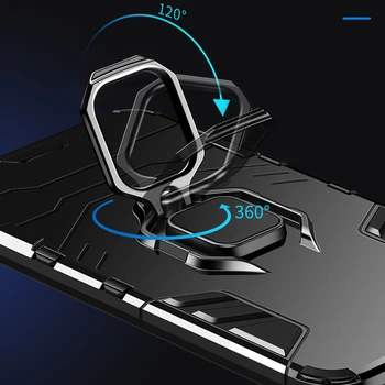 KEYSION Shockproof Oklep Primeru za Huawei P Smart 2020 Obroč Stojalo Silikonski Odbijač + PC Telefon Hrbtni Pokrovček za Huawei Y8S