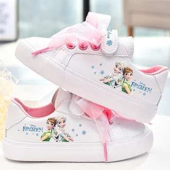 Dekleta Disney zamrznjene princesa beli Lok platno čevlji non-slip mehko dno, športna športna obutev za dekle darilo