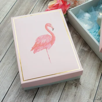 22*15*5 cm 5pcs Flamingo zlato okvir Papir Polje kot Macaron Čokoladni piškotek poroko, Rojstni dan, Darila Embalaža