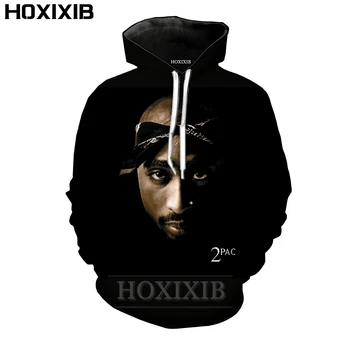 HOXIXIB 2Pac Hoodies Jeseni 3D Tiskanja Rapper Tupac Puloverju Moških, ki so Hoody Igralec Dolgimi Rokavi Ženske Hooded Harajuku Počitnice Ulične
