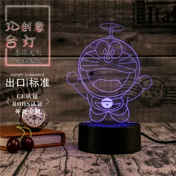 3D Led Novety Razsvetljavo Ustvarjalno Darilo Noč Svetloba namizne Svetilke Doraemon Svetlobe Led Domov Koridor Hotel Stranka Vzdušje Luči