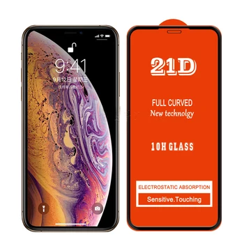 10pcs/veliko 21D Kaljeno Steklo Za iPhone 12 11 Max Pro XS XR X 8 7 6S Plus Polno Kritje Ukrivljen Zaslon Patron, Na JV do leta 2020 Z Box