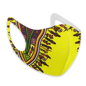 Vingate Rumena Afriške Dashiki Print Masko Za Prah Usta-Žarilna Stroj Tkanine Odraslih Zaščitni Obraz Windproof