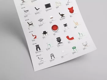 Danish Design stolov plakat, Skandinavskih plakat, Skandinavskih živijo, dansko pohištvo plakat, Finn Juhl, design stolov, Vintag