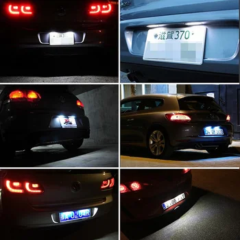 2x Napak Avto LED Številka Licence Ploščo Lučka Auto luči Za VW Golf 4 5 6 MK4 MK5 MK6 Passat, Polo CC Eos Scirocco Bela 12V