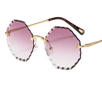 Vintage Gradient odtenkih za ženske do leta 2020 Retro krog Rimless sončna Očala Ženske blagovne Znamke sončna Očala Za Žensko Oculos de sol UV400
