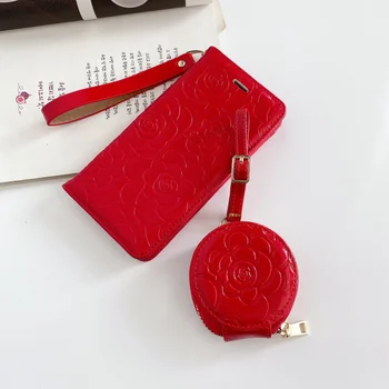 Svetlo usnje reliefni camellia primeru telefon za iPhone11 XR XS MAX, krog Bluetooth slušalke Fran-xzh vrečko za AirPods 1/2/Pro