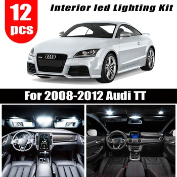 12pcs Bela Canbus LED Sijalke Notranje luči Komplet Za obdobje 2008-2012 Audi TT MK2 Zemljevid Trunk Rokavice, Okvir za registrske Tablice, Zasveti Lučka