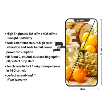 Kot nalašč Kakovosti AAA+++ Za iPhone X GX LCD zaslon AMOLED Brez Mrtvih Pikslov Zaslon Pantalla 3D Zaslon na Dotik Skupščine Zamenjava TFT LCD