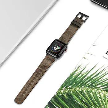 Retro Krava Usnjeni trak za Apple watch band 44 mm 40 mm iWatch 42mm 38 mm watchband pasu correa zapestnica za serijo 6 5 4 3 42 mm