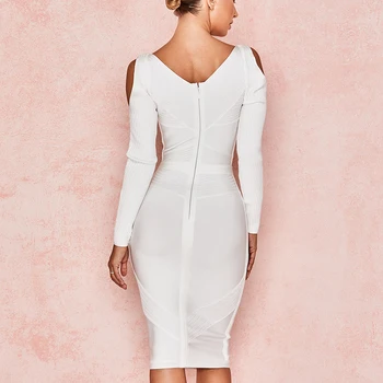 Novi Seksi Klub Večer Stranka Povoj Obleka Ženske 2021 Votlih Iz Bele Moda Slaven Ženske Obleke Dolgo Jeseni Obleke