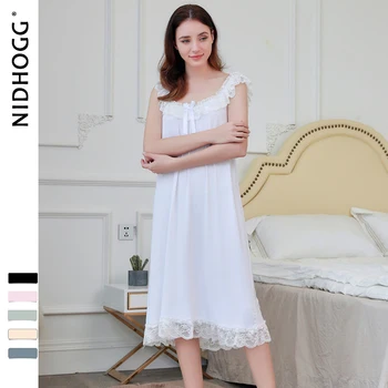 Poletje brez Rokavov Modal Dolgo korejski Mati-hči Princesa Nightdress Bele Čipke Mati Hči Obleke Sleepwear More