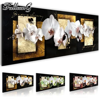 FULLCANG 5d diy diamond slikarstvo prodaje tri barve orhideja rože velike vezenje set celoten kvadratni/krog vaja stenski dekor FC1145