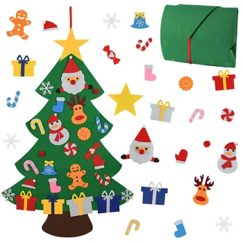 Otroci DIY Čutiti Božično Drevo in samolepilne Okraski Otroke Novo Leto, Darila za Božič 2021 Steni Visi Dekoracijo