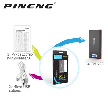 PINENG PN 920 20000mAh Moči Banke zunanje baterije Mobilnega Telefona Polnilnik z Dvojno USB LCD Za telefon moči banke